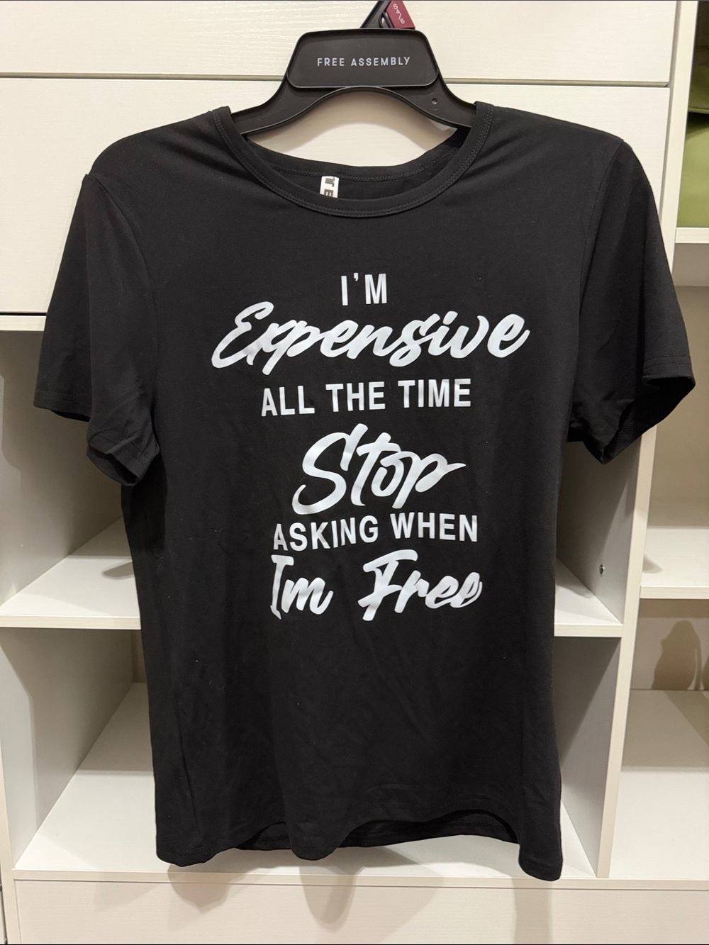 Black Graphic Tee with White Slogan